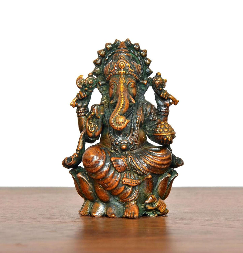 Bronze Lord Ganesha Idol Multicolour (Height: 2.5 Inch)