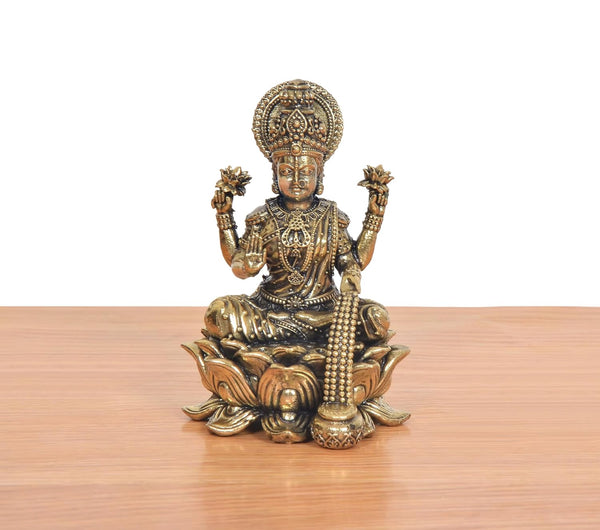 Superfine Brass Goddess Lakshmi Idol Sitting (Height 4 Inch) Study Setting