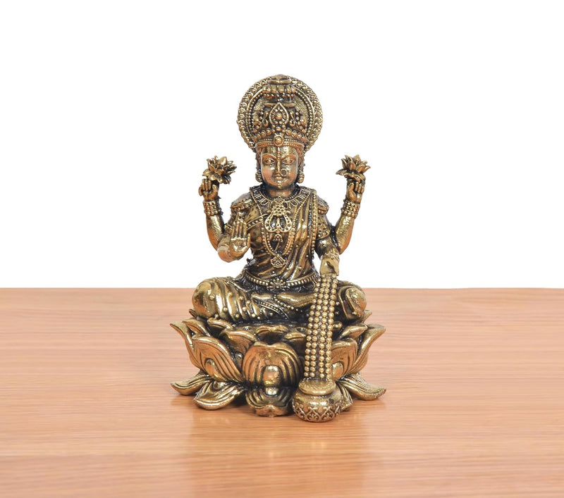 Bronze Goddess Lakshmi Idol Sitting (Height 4 Inch)