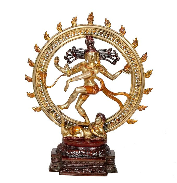 Brass Lord Shiva Dancing Natraj Brass Idol Statues Height: 18.5 inch Entryway Setting