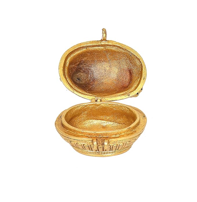 Brass Kumkum Sindoor Box with Peacock Design (Height: 2.5 Inches)