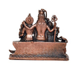 Copper Shiv Parivar murti for mandir, rear view with detailed back silhouettes