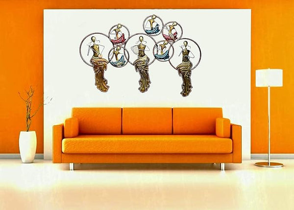 Metal Wall Decor/Wall Mounted Three Musiain Doll with LED Light, 48 inches X 30 inches X 3 inches