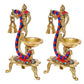 Brass Pair of Bird Peacock Oil Lamp Stand | Bell Diya | (Pack of 2) Height :8 inches