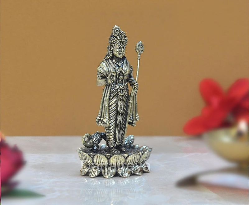 Bronze Standing Lord Kartikeya Murugan Murti for Home Decor Pooja Mandir Decorative Showpiece Bronze Murti (Height 3 Inch)