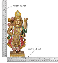 Resin Shreenathji murti on base, height 10 in and width 4.5 in shown with ruler