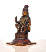 Ayyappan Ayyappa brass statue idol in profile, seated posture with folded hands