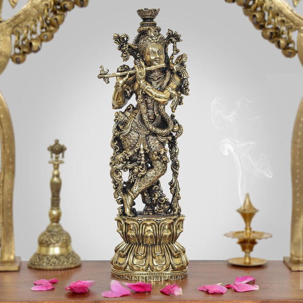 Superfine Brass  Lord Krishna Sculpture (Height 12 Inch)