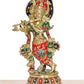 Brass Krishna Playing Flute Idol Statue Sculpture for Home Mandir Pooja Decor Temple Gift (Height 13 inch)