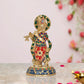 Brass Lord Krishna Idol Statue Sculpture for Home Office Temple Gift Showpiece, (Height 8 Inch)