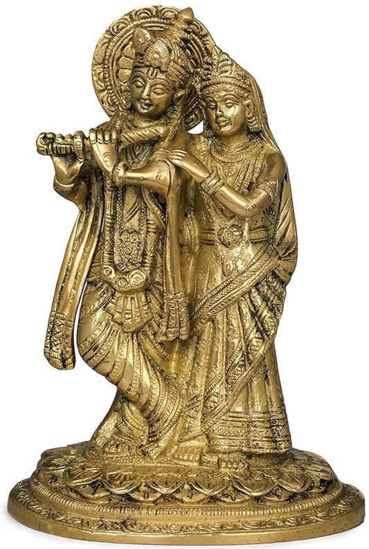 Brass Radha Krishna Idol Statue Religious Statue Height 7.2 Inch