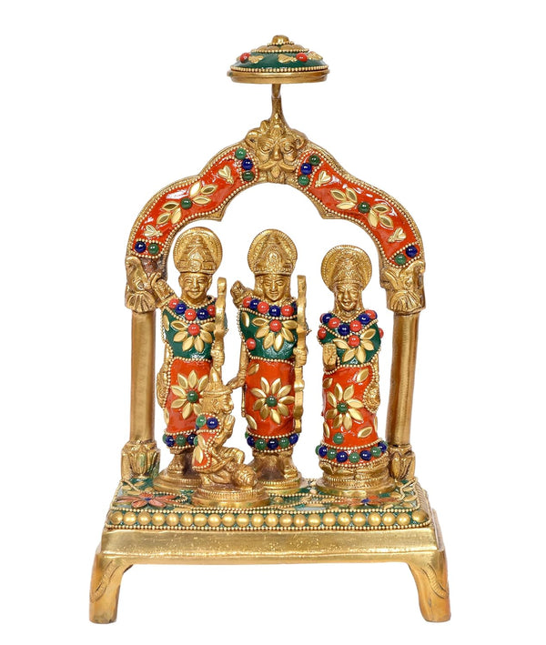 Brass Ram Darbar Brass Statue Idol Ram Darbar, for Home Decor Mandir Pooja (Height : 9 Inch)