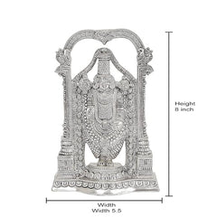 Dattatreya silver Tirupati Balaji idol with size marks: 8 in height, ornate arch