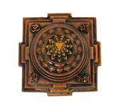Brass Shri Yantra pyramid close-up of central mandala with ॐ and श्री markings