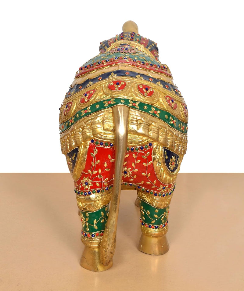 Brass Elephant Figurine (Height: 10 Inch)