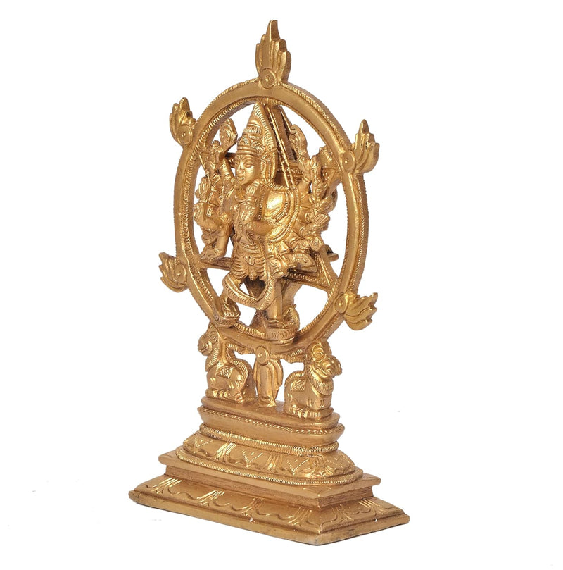 Brass Sudarshana Vishnu Statue with Yoga Narasimha on Reverse for Home Decor Office Mandir Pooja Showpiece (Height 7 Inch)