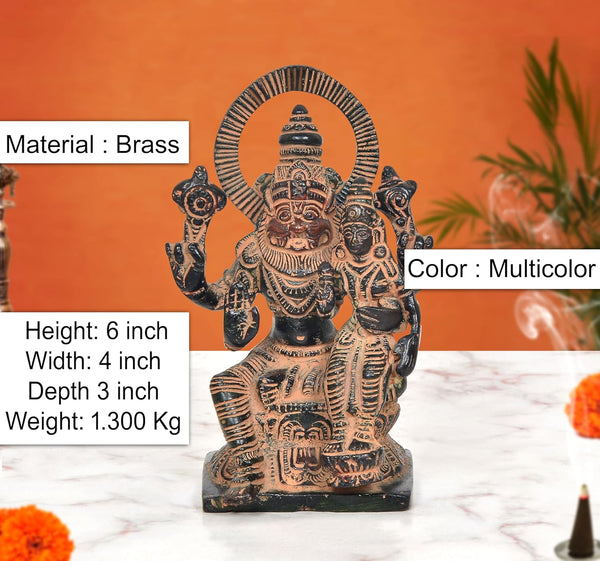 Brass Lakshmi-Narasimha Idol (Height 6 Inch) Entryway Setting