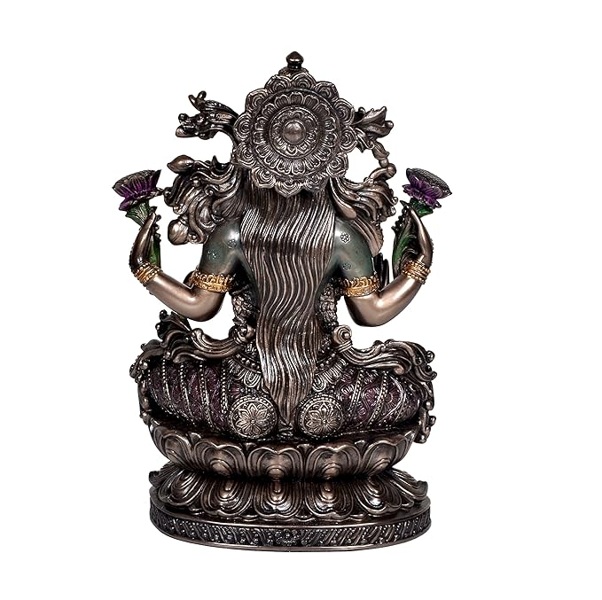 Resin Goddess Lakshmi Ji Statue Idol Decorative Showpiece Home Office Temple Multicolour Height 9 Inches