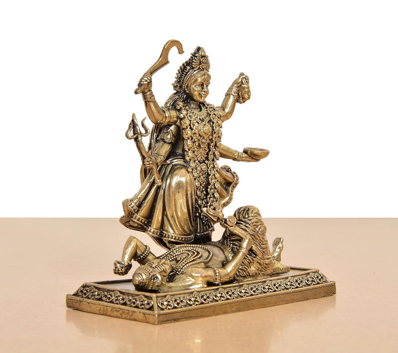 Bronze Mahakaali Mata Idol with Shivji (Height 4 Inch)