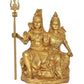 Brass Shiva and Parvati Sitting for Home Decor Mandir Pooja Showpiece (Height 9.5 Inch)