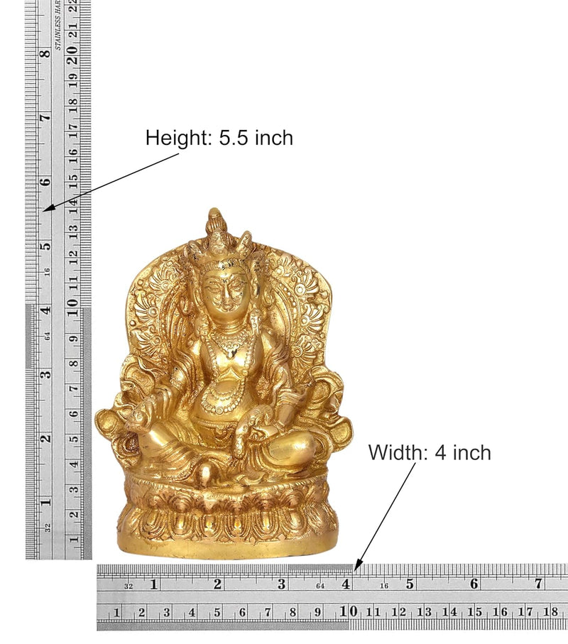 Brass Kubera God of Wealth Kuvera Kuber Kuberan Protector of The World Antique Statue Murti Statue (Height: 5.5 Inch)