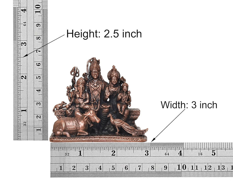 Copper Shiv Parivar Shiva Family Idol Family for Home Decor Mandir Pooja Showpiece (Height 2.5 Inch)