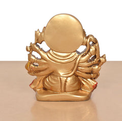 Resin Panchmukhi Hanuman idol back view, golden circular halo and detailed hands