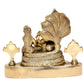 Fine Brass Maa Lakshmi with Lord Vishnu On Sheshnag Idol Statue for The Puja Temple at Home in Brass - (Height 9.5 Inch) (Gold)