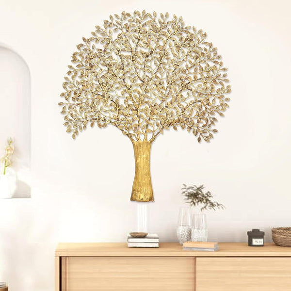 Brass Kalpavriksha Tree Wall Hanging Golden (Height: 34 Inches)