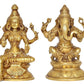 Brass Laxmi Ganesh Statue - Handcrafted Goddess Lakshmi and Lord Ganesha Idol for Home Decor and Pooja - Hindu Deities Figurine (Height 8 Inch)