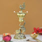 Bronze Elephant with Peacock Oil Lamp Diya for Home Pooja Antique Items Gift Items Deepam Diwali Home and Office Decor (Height: 8.5 Inch)