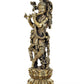 Bronze Lord Krishna Idol Figurine Sculpture Playing Flute Statue, for Home Decor Mandir Pooja Decorative Showpiece, (Height 12 Inch)