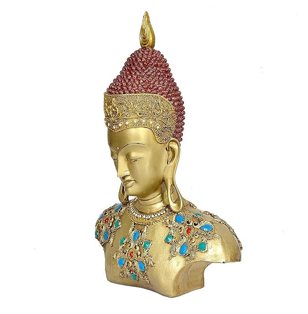 Resin Buddha Bust sculpture (Height: 17 inches) Study Setting