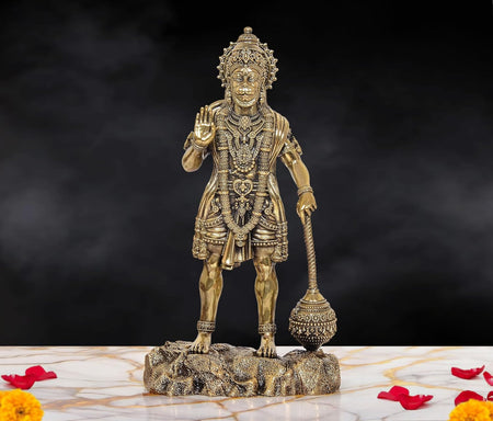 Superfine Brass Hanuman Ji Standing Sculpture (Height: 12 Inches)