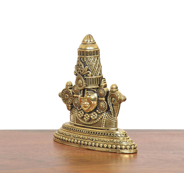 Superfine Brass Lord Tirupati Bala Ji Face Showpiece (Height 3.5 Inch) Study Setting