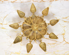 Golden brass kumkum box lid with petal-like 9 compartments for kumkum