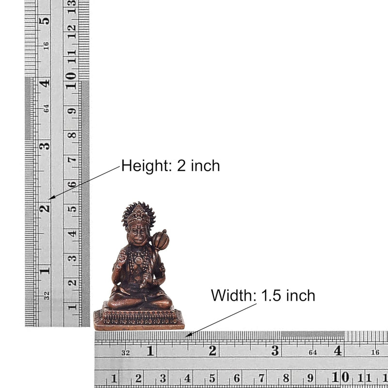 Copper Siting Hanuman Idol - Divine Lord Hanuman Statue for Home and Temple Pooja Decor (Height 2 Inch)