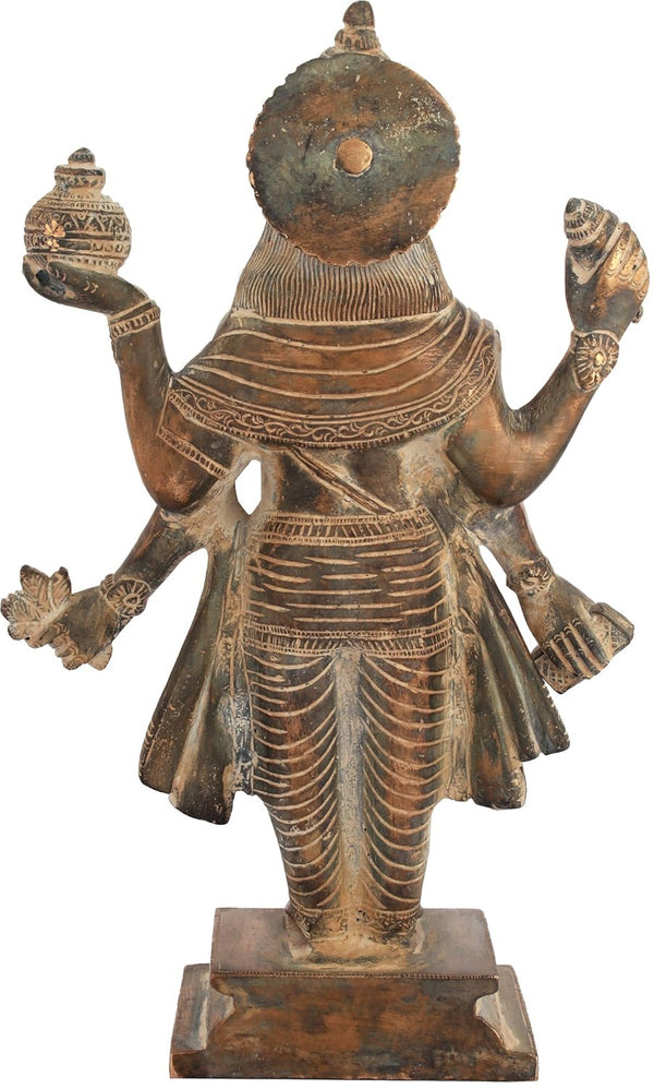 Brass Dhanvantari - The Physician of The Gods Idol (Height: 10inches) Study Setting