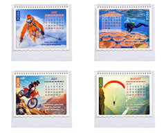 Open 2026 desk calendar showing monthly panels for May, June, July, August