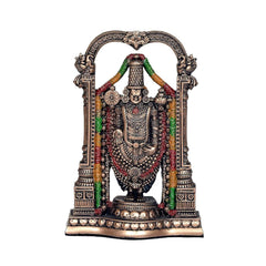AONA Tirupati Balaji figurine with arched canopy, jeweled chest details and bead garlands