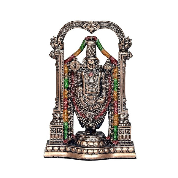 Resin Lord Tirupati Idol Sculpture Decorative Showpiece Multicolor, Height 3 Inches