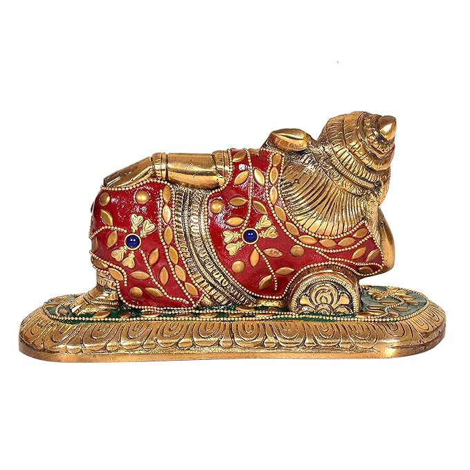 Brass Ganesha Statue Idol in Resting Pose for Home Decor | Diwali | Height : 4 Inches