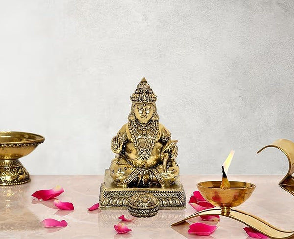 Fine Brass Kuber Idol Statue Showpiece for Home Office Bronze Color (Height 5 Inch) Mandir Setting