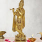 Brass Lord Krishna Idol Figurine Sculpture Playing Flute Statue Decorative Showpiece, (Height 17 Inch)