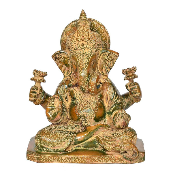 Brass Lord Ganesha Idol (Height 10 Inch) Entryway Setting