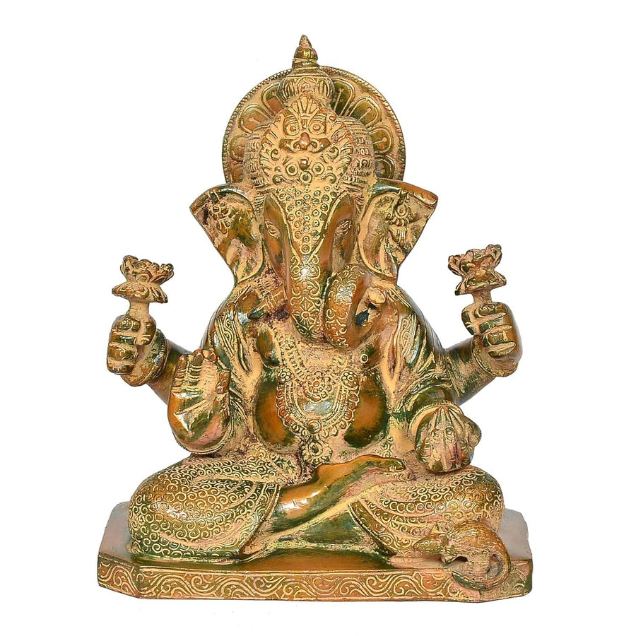 Brass Lord Ganesha Idol (Height 10 Inch) Craft Detail
