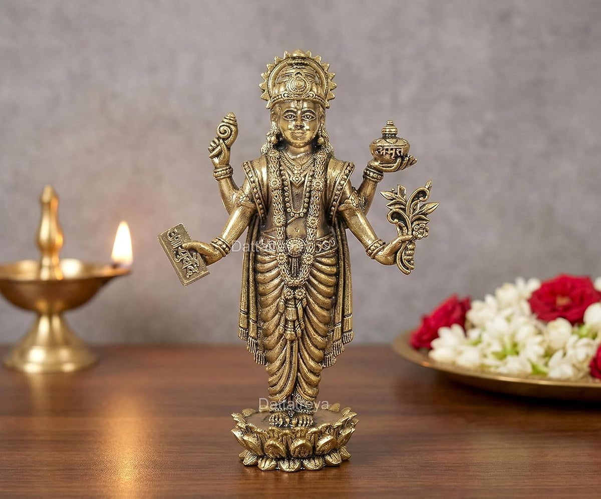 Superfine Brass Dhanvantri The Physician of God Statue (Height :6 Inch)