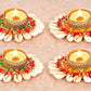 Tealight Holder Diwali Diya Tea Light Candles - Set of 4 Tealight Candle Holders Width: 4.5 inch