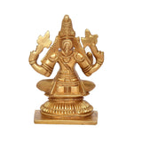 Golden brass Varahi Vishnu idol figurine, full front view with decorative halo and arms