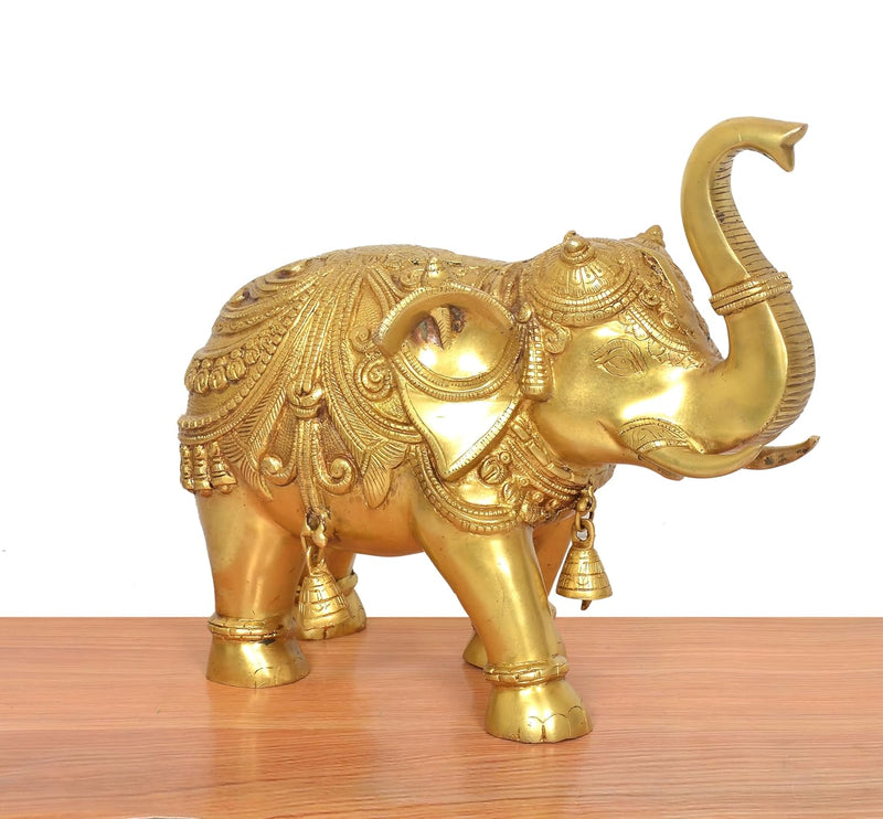 Brass Elephant Figurine (Height 13 Inch)